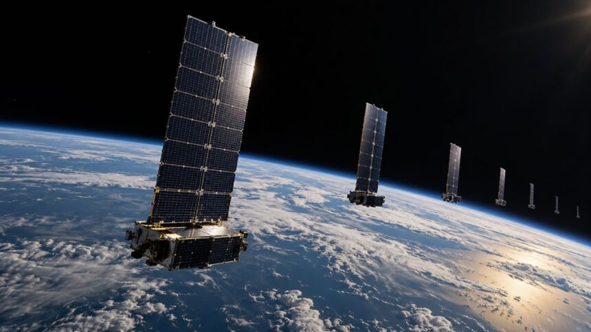 Satellite Fleet Above Earth
