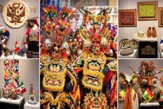 Traditional costumes, paintings and cultural artifacts displayed at the Latin American and Caribbean Folk Arts Exhibition at the Salah Taher Gallery in Cairo.