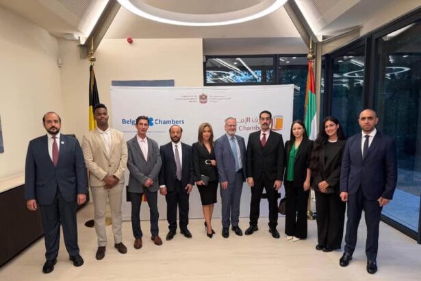 UAE and Belgian business representatives attend the MoU signing ceremony at the UAE Embassy in Brussels.